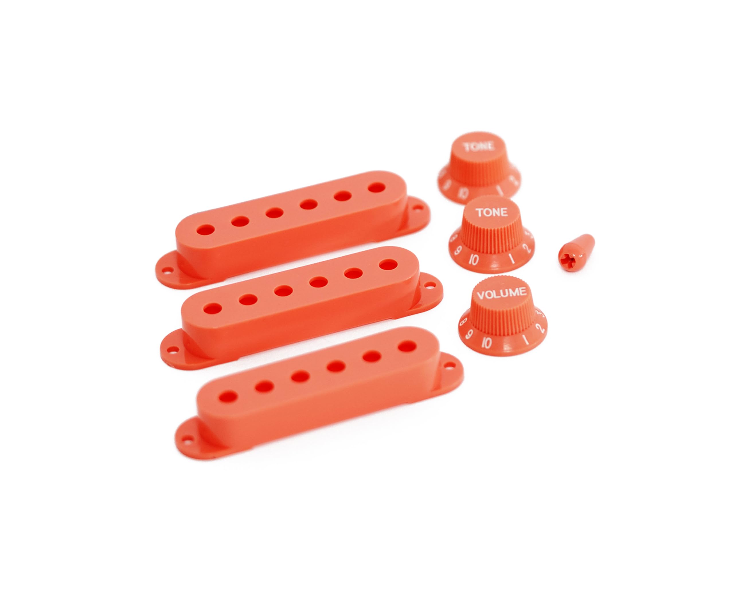 Guyker 3Pcs Plastic Guitars Single Coil Pickup Covers (52Mm Pole Spacing) & 1 Volume 2 Tone 1V2T Switch Knobs & Switch Tip Cap P